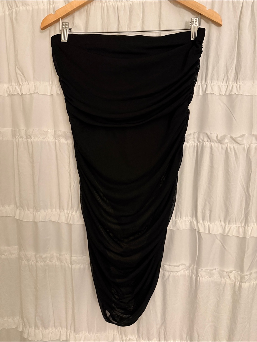 Fashion Nova Black Strapless Ruched Bodycon Dress Built in Shapewear